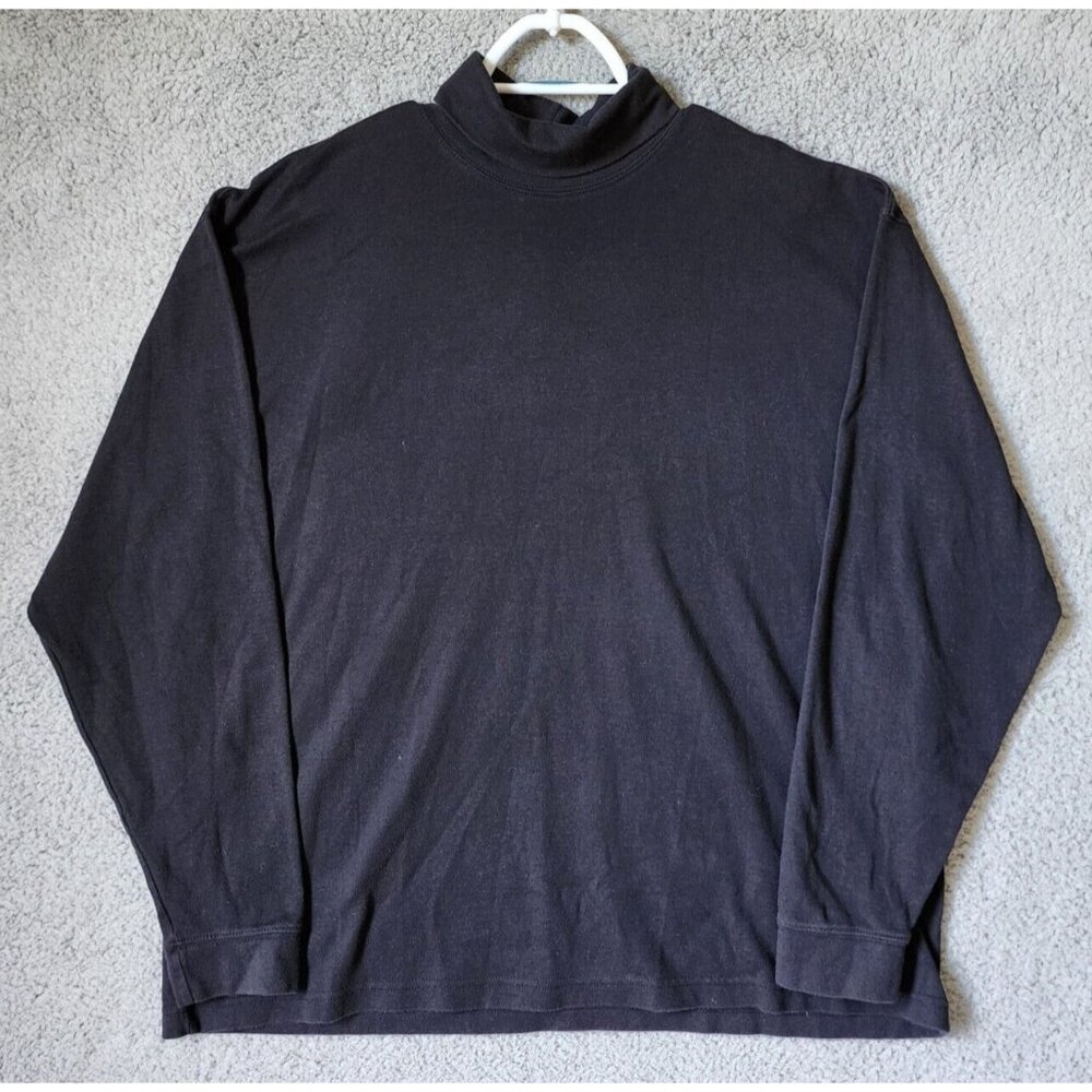 LL Bean Black Classic Long Sleeve Stretch Turtleneck Shirt Men's Size XXL